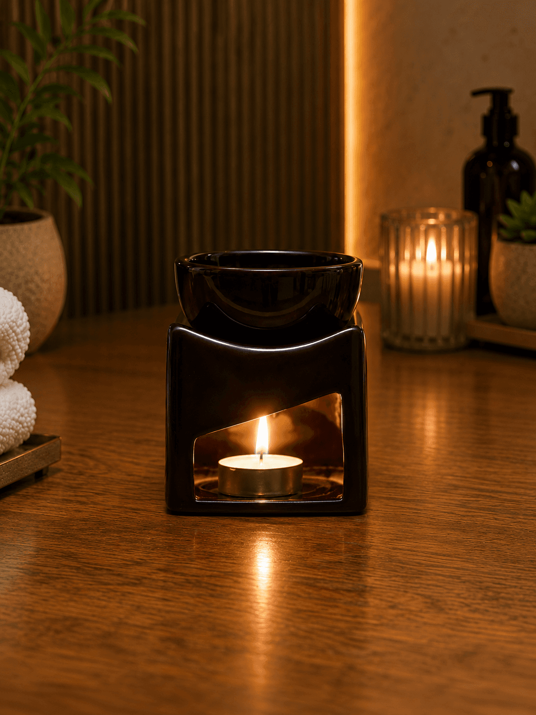 EMBER — Dark Ceramic Tea Light Aroma Diffuser